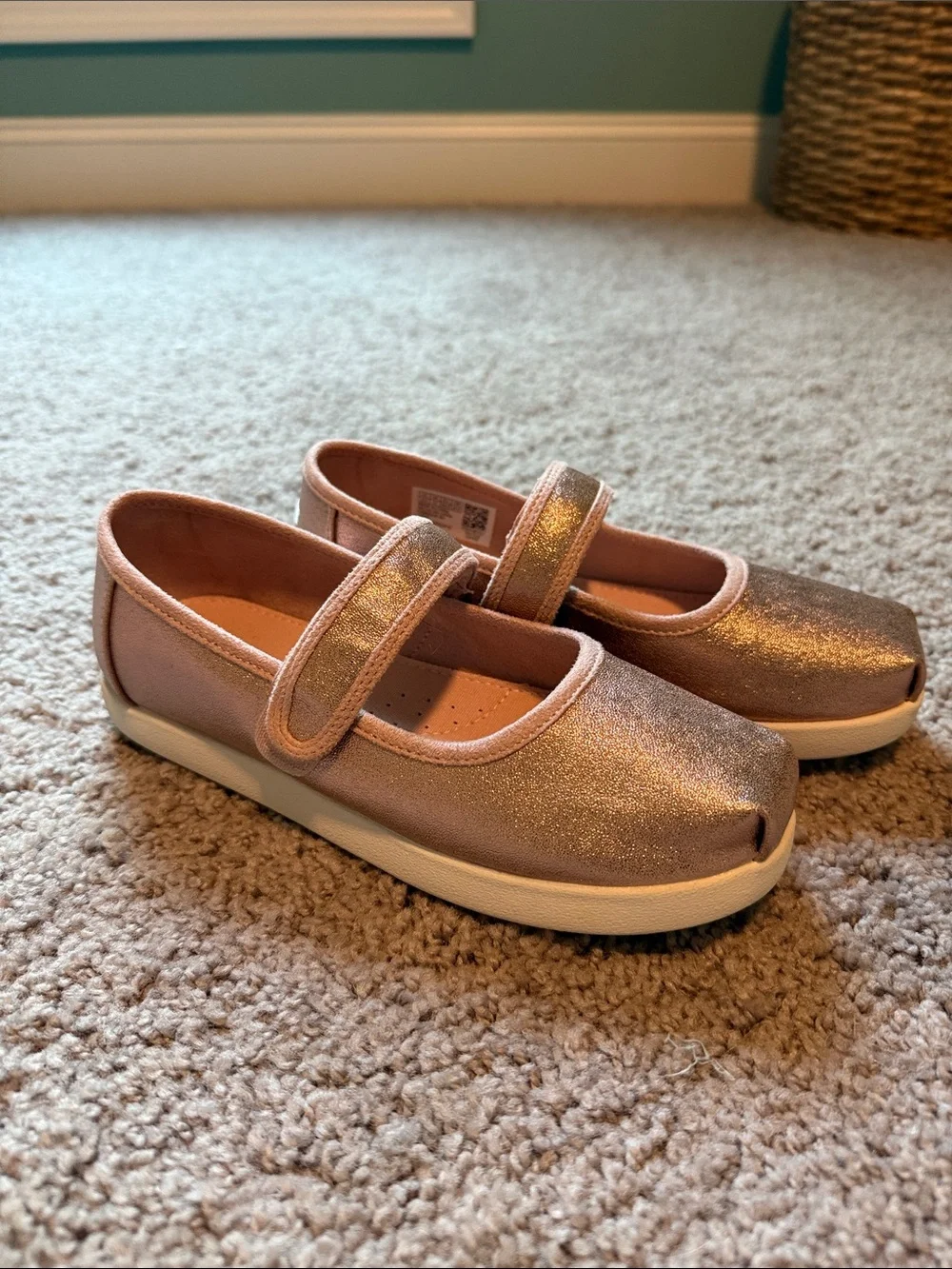 Tom’s Glitter Mary Jane in Pink/Rose Gold